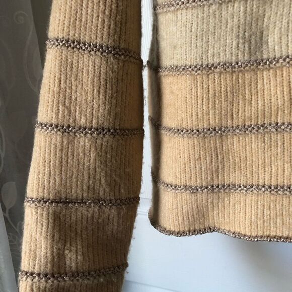 Anthropologie THML metallic Striped Pullover Knit Sweater women Size Medium - Picture 4 of 10